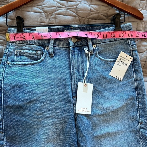 Good American Good Boy Wide Release Hem Jeans in INDIG0085 - Picture 9 of 14